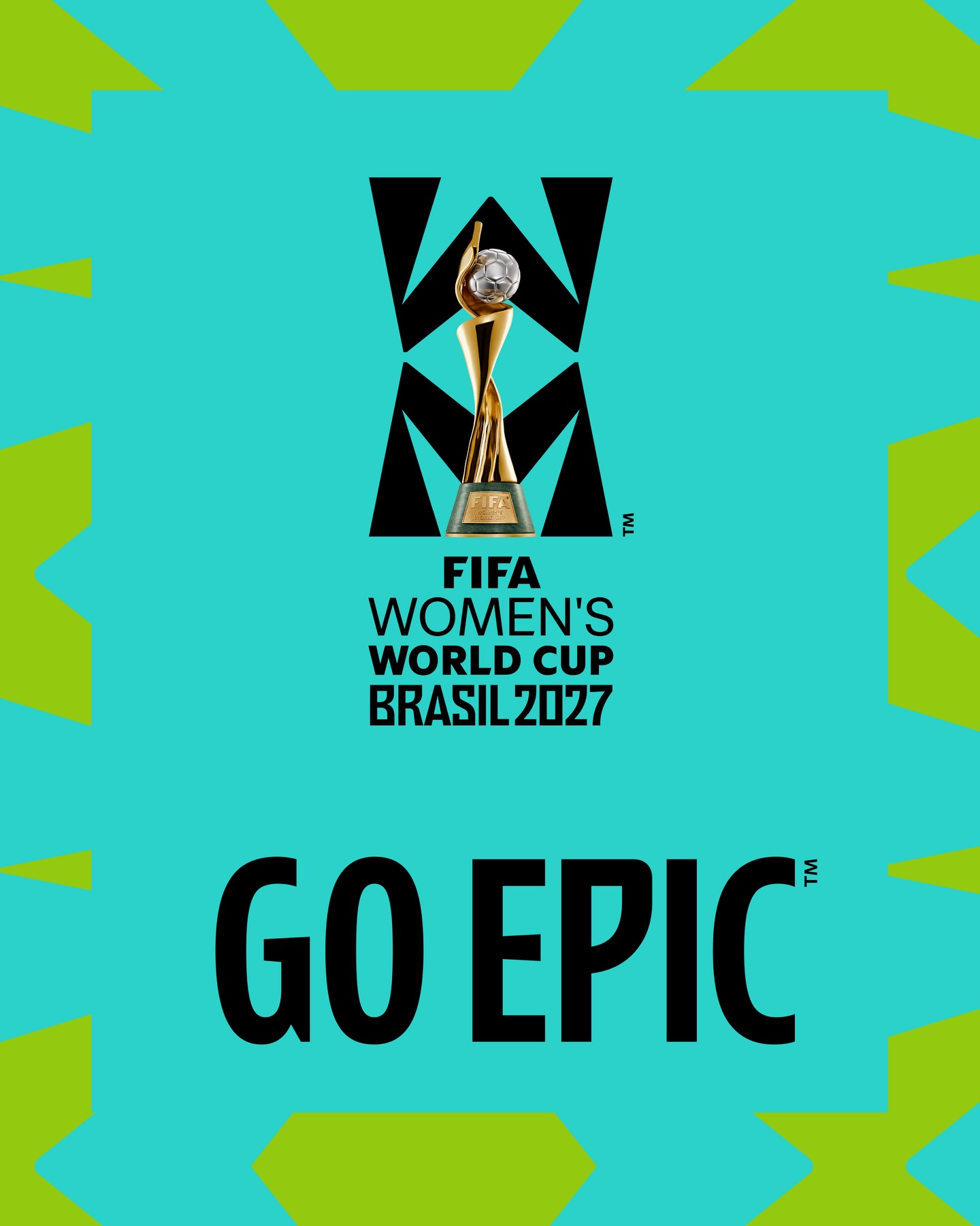 O logotipo da Copa do Mundo Feminina Brasil 2027 foi apresentado em Copacabana, no Rio de Janeiro. (Foto: EFE)